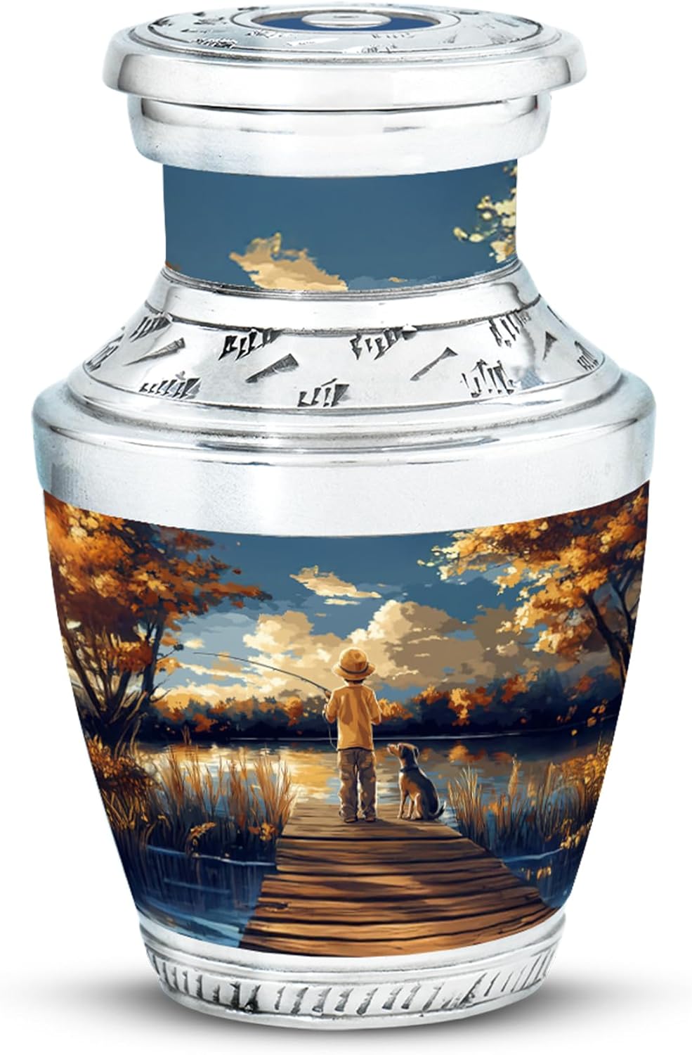 Urns for Ashes, Keepsake Urn for Human Ashes, Fisherman Funeral Cremation Urns for Human Ashes, Memorial Gift for Sister, Blue, 3 Inch