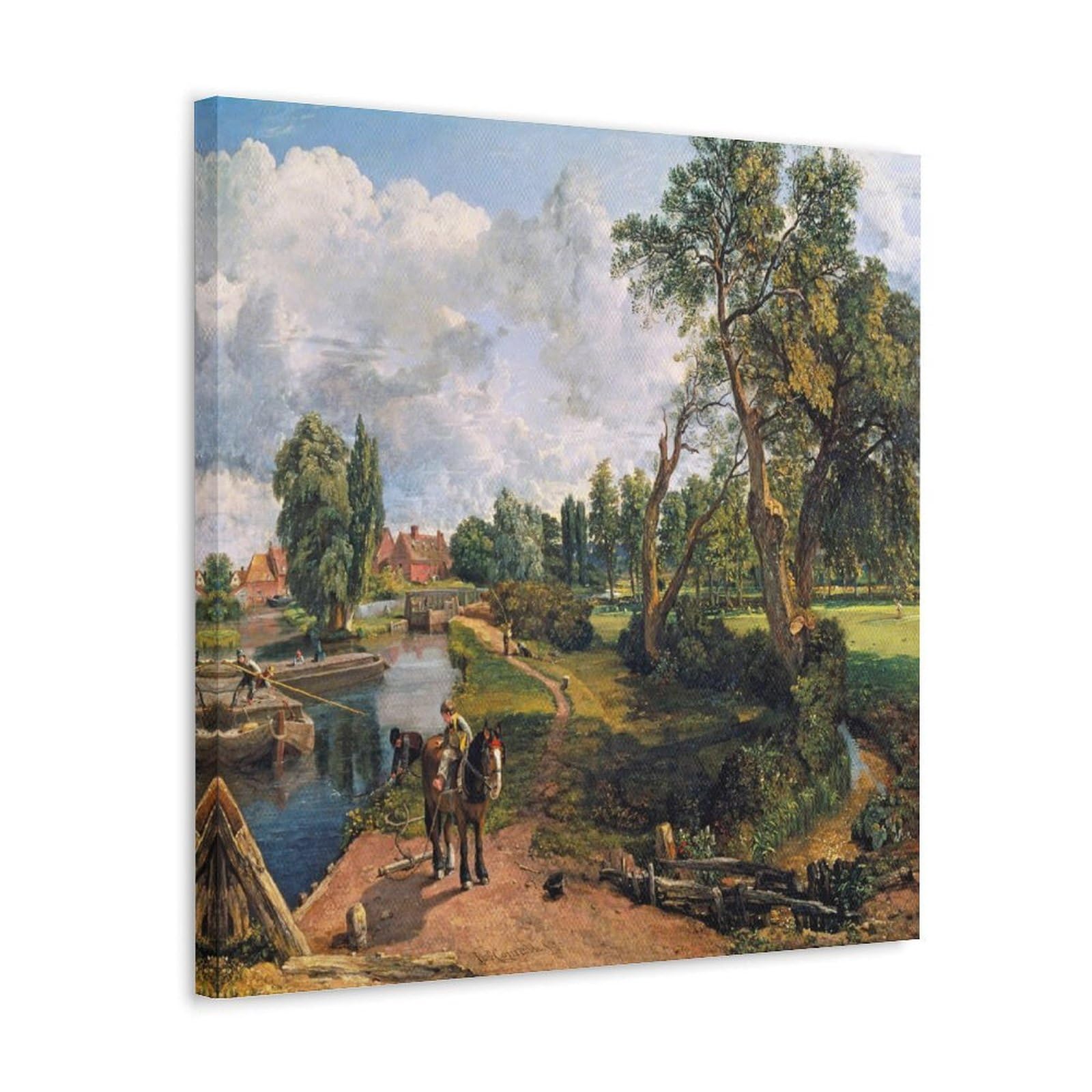 John Constable Painters' Works「Flatford Mill」Printed Canvas Poster Painting On Canvas Wall Art Scroll Picture Print Living Room Walls Decor Homes 16x16inch(40x40cm)