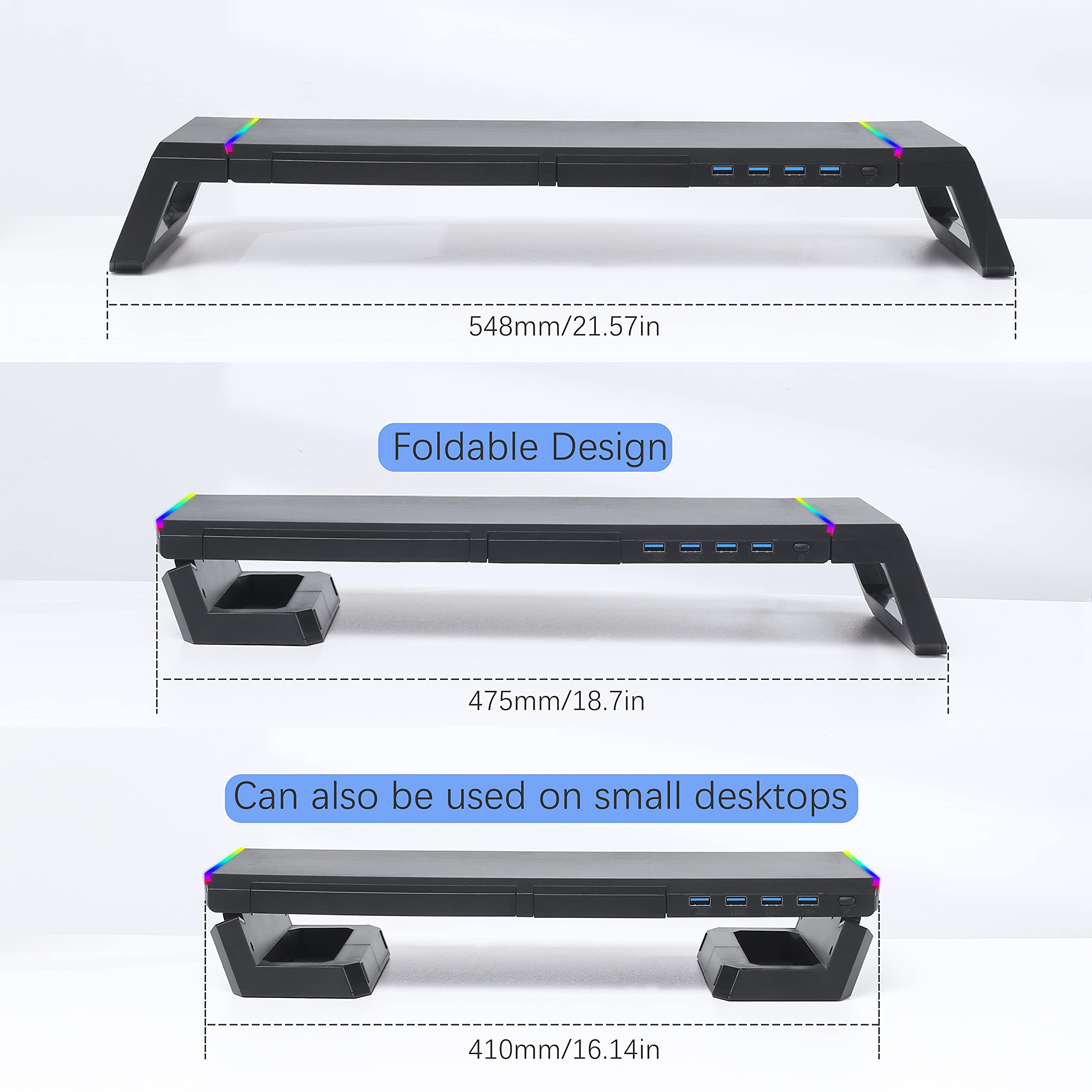 Buy Monitor Stand for Desk RGB Gaming Lights with 4 USB 3.0, TopMate
