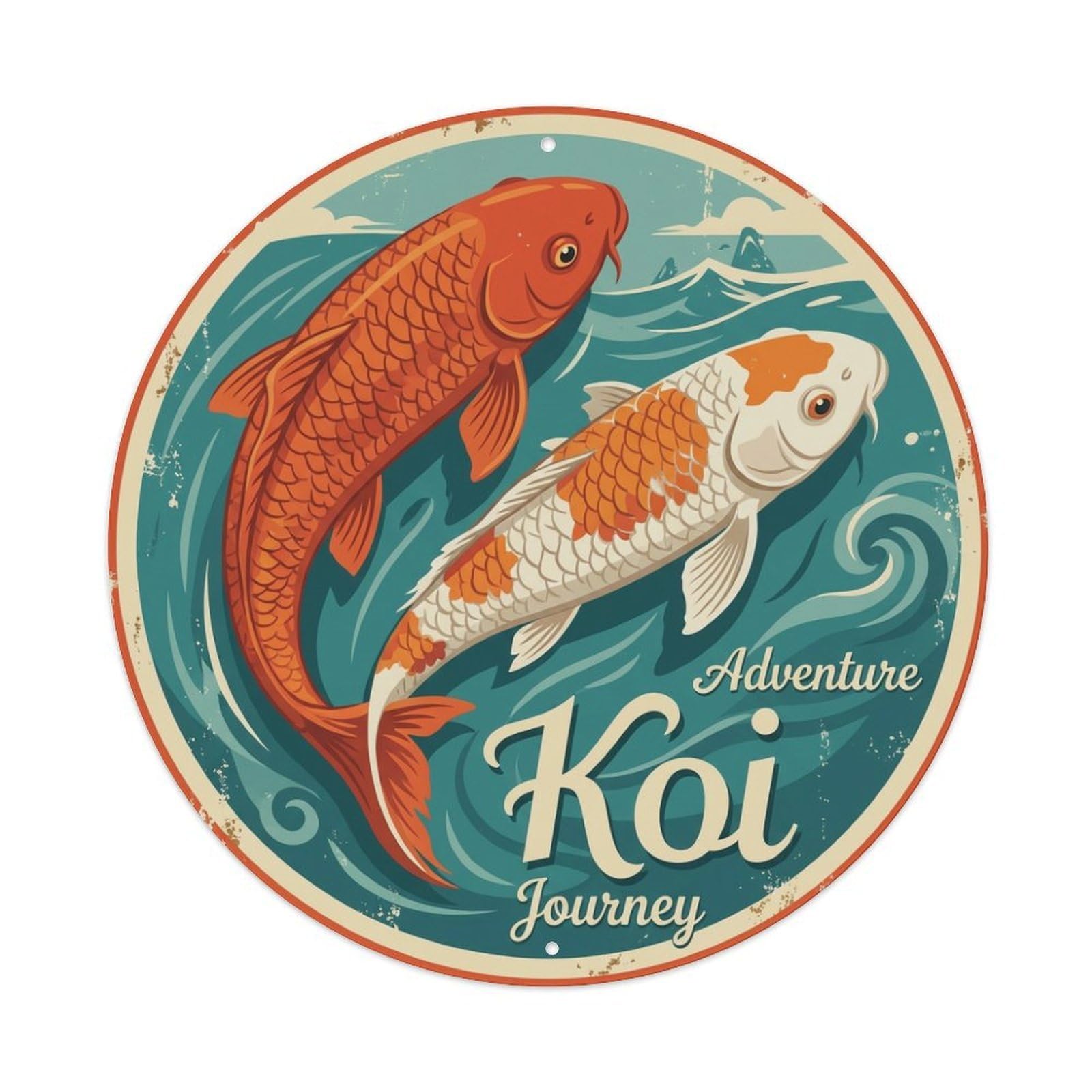 Metal Tin Sign Koi Fish Classic Japan Art Print Ukiyo-e