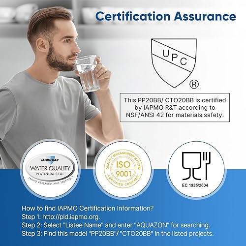 Miniatura 6 de PUREPLUS Kit combinado de cartucho de filtro de agua de 3 etapas para toda la casa de 4.5 x 20 pulgadas con sedimento, KDF y carbón activado