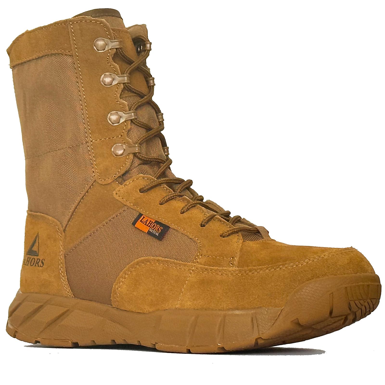 LAHORS Lightweight Mens Tactical Shoes Combat Boots Coyote Brown Boots Military Training Lace Up Outdoor Hiking Breathable Army Shoe Side Zipper