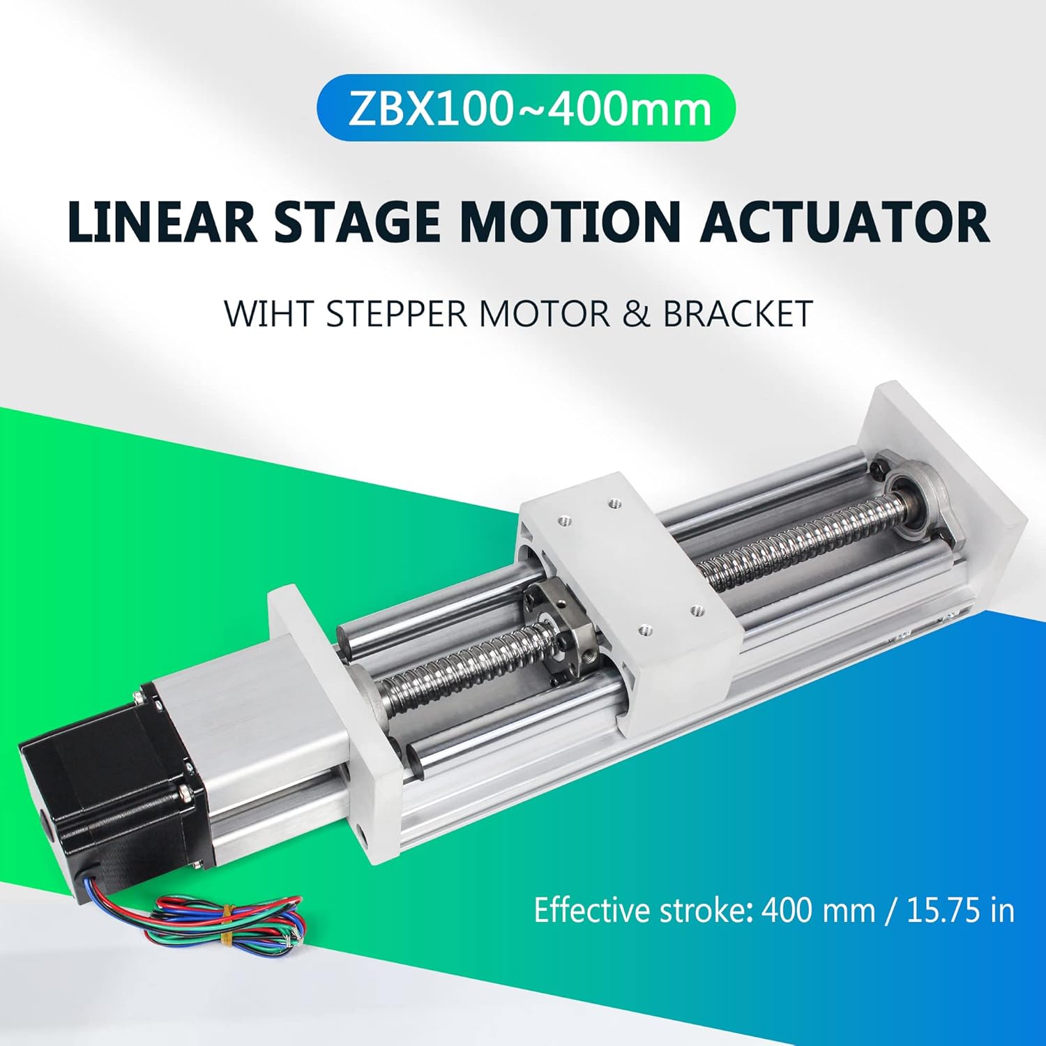 RATTMMOTOR ZBX100-400mm Stroke CNC Linear Stage Motion Actuator, Double Optical Axis X Y Z Axis Linear Slide Rail Aluminum Alloy Cross Sliding Table SBR16 Linear Rail Guide SFU1605 Ballscrew for CNC