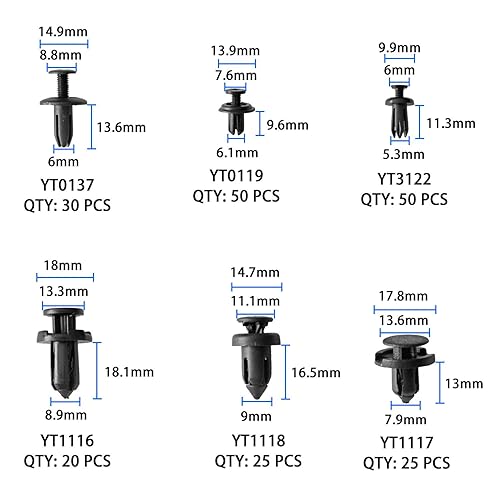 Miniatura 3 de Clips de retención de automóvil, 620 piezas, kit de sujetadores de plástico, clips de remache para guardabarros, 16 tamaños más populares, kit de