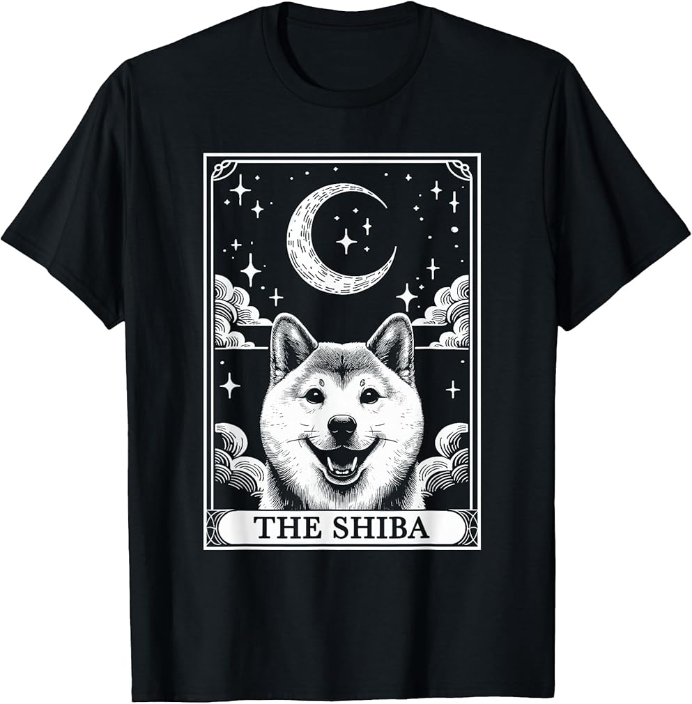 Tarot Card Vintage Crescent Moon Shiba Inu Dog Mom T-Shirt