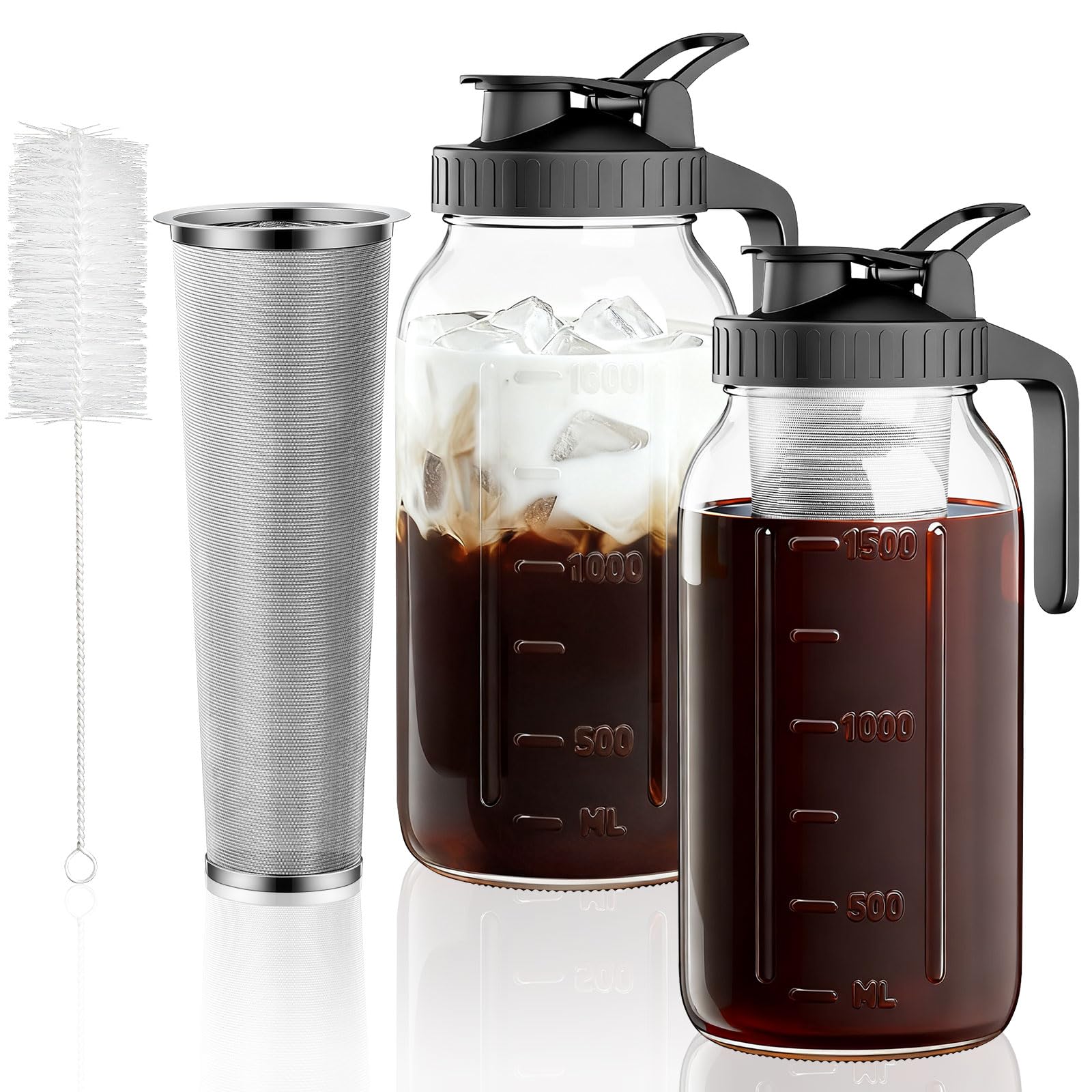 Photo 1 of 2 Pack Cold Brew Coffee Maker, 64oz Mason Jar Pitcher with 100?m 304 Filter