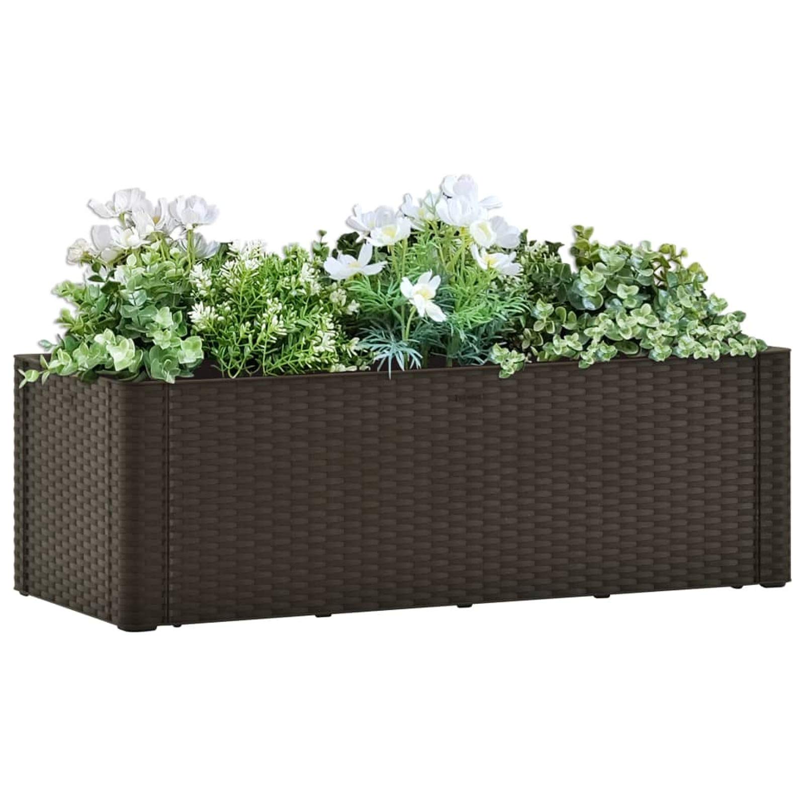 Arriate Alto de Jardín con Sistema de Autorriego,Jardinera Rectangular,Huerto Urbano Exterior, Madera, Marco para Huerto, Verduras Frutas Flores, 100 x 43 x 142 cm Moca