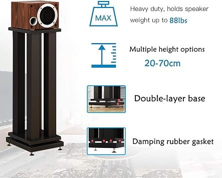 BTZHY Speaker Stands,2pcs Universal Floor Professional Speaker Surround Frame, Universal Desk Stand for Small, Medium Bookshelf Computer Speakers