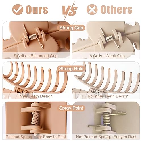 Miniatura 2 de TOCESS - 8 paquetes de pinzas grandes para el cabello neutras, pinzas grandes para mujeres, para cabello fino, grueso y rizado, estilo años 90,