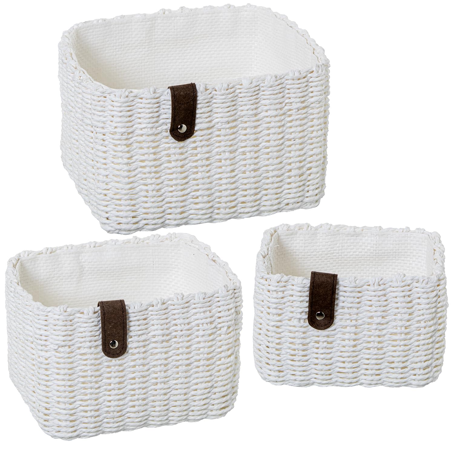 Rangement tissu blanc lot de 3 paniers pour éliminer le désordre sur vos étagères