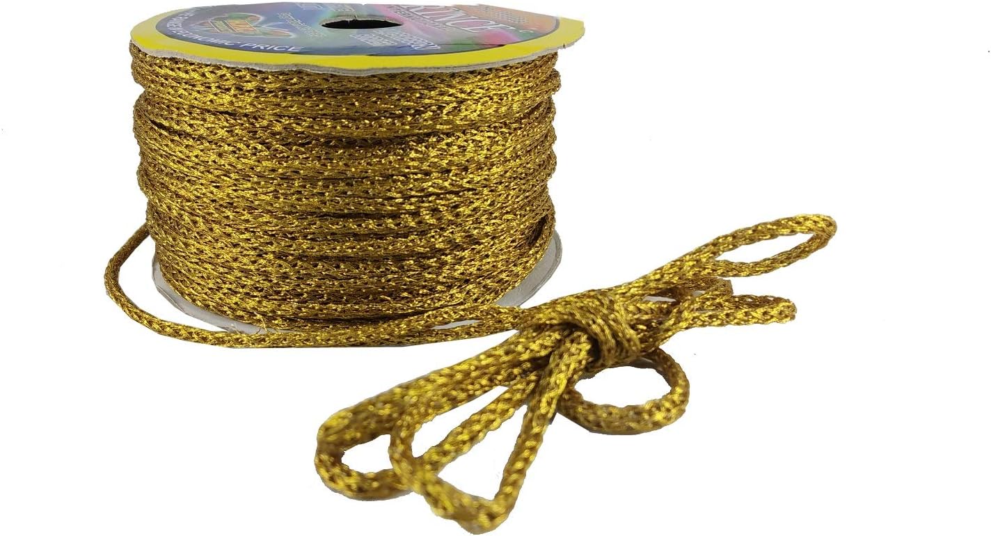 Bigwheels Stylewell CWG0089 Dark Golden (18 Mtr) Resham Zari Twisted Thread/dori Lace for Sewing, Bead Art, Piping, Apparels, Wrapping, Handicrafts and Craft DIY Projects.
