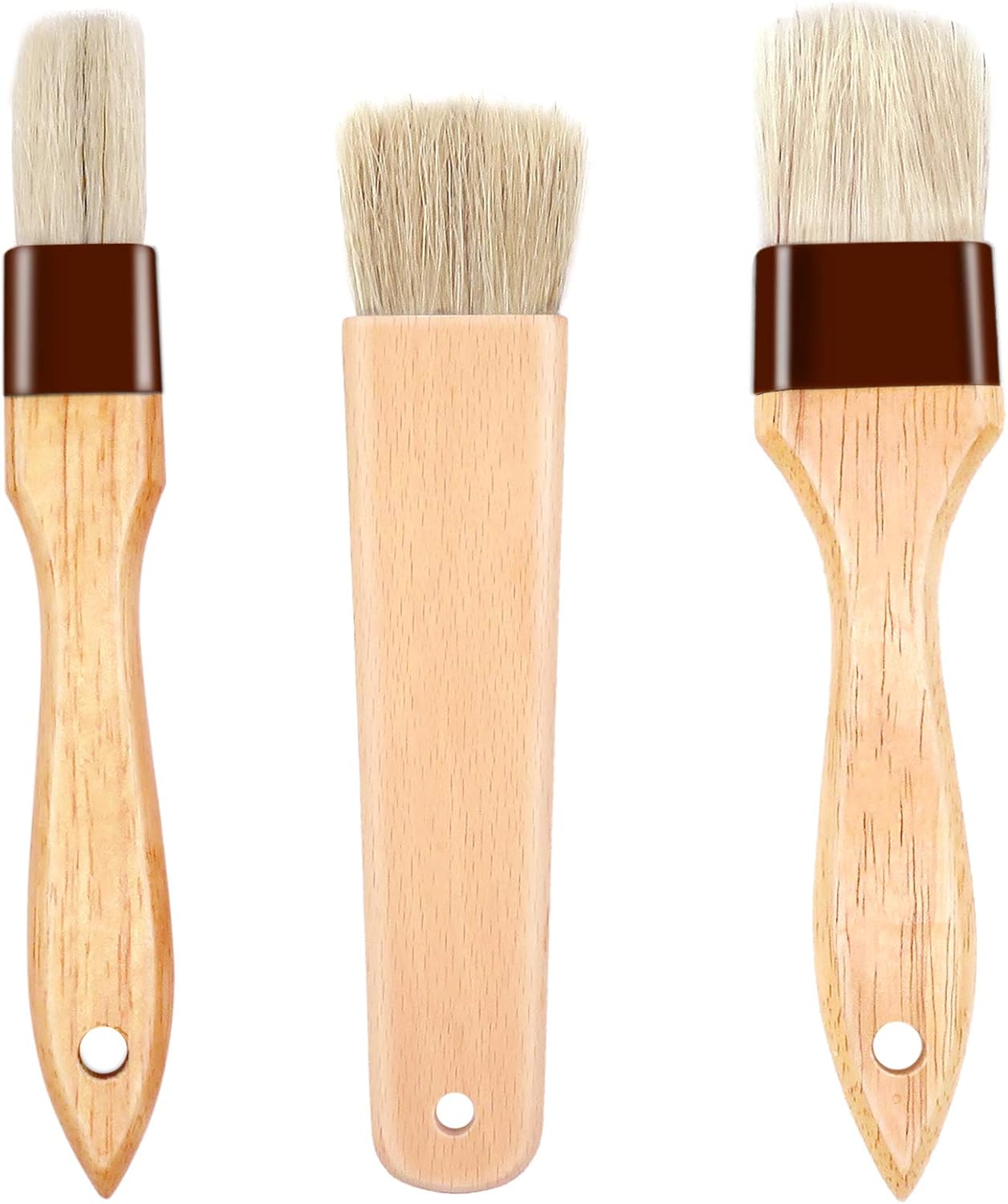 ACKLLR 3 Pack Pastry Brushes with Natural Bristles and Beech Wooden Handle, Basting Oil Brush for Grill BBQ Spreading Butter Cooking Baking Marinade Barbecue (1, 1.5, 1.8 Inches) : Patio, Lawn & Garden
