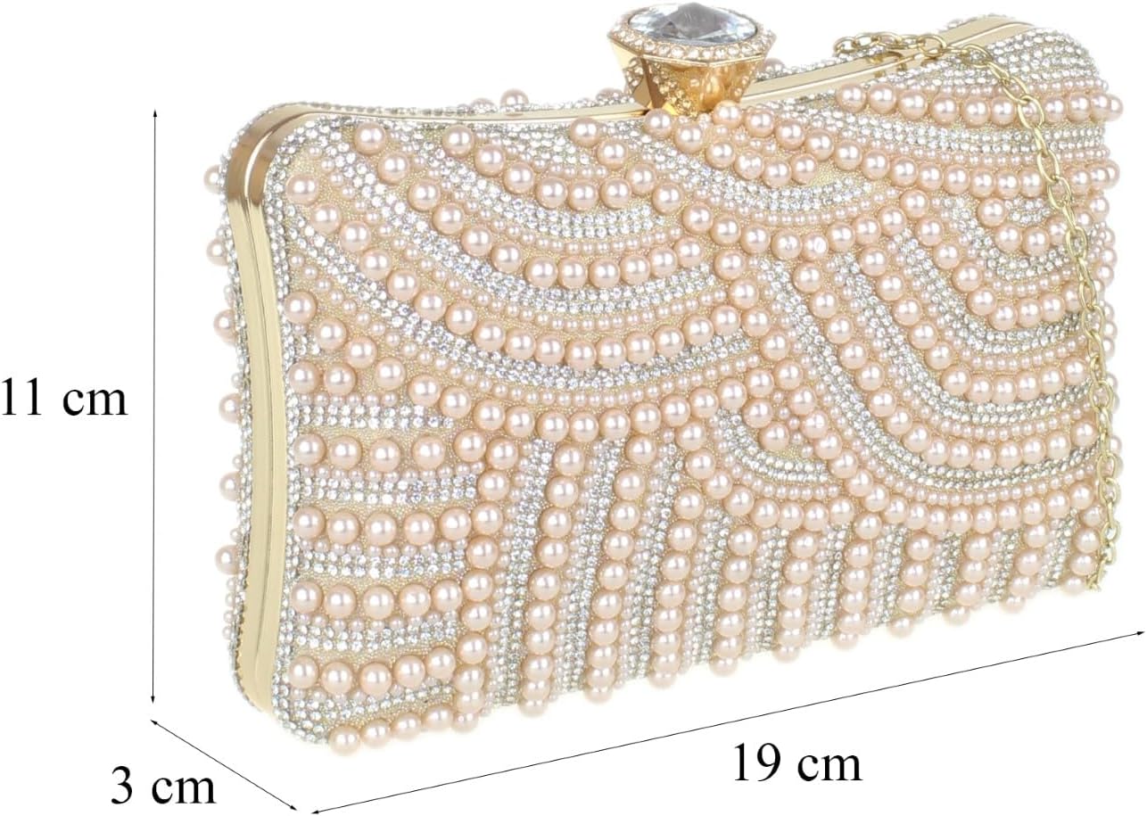 Girly HandBags Womens Diamante Beaded Hard Case Clutch Bag