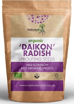 Nature s Root Organic Radish 'Daikon' Sprouting Seeds 500g - Radish Microgreens | Keto Superfood | Tasty Nutrition | Easy Sprouting | Non-GMO