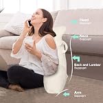 SLIGUY Reading Pillow for Sitting in Bed Couch Adult, Back Pillow with arm Support and Pockets, Adult Back Pillow Bed Chair for Bed Rest, Reading, Watching TV, Gaming for Boys and Girls Beige