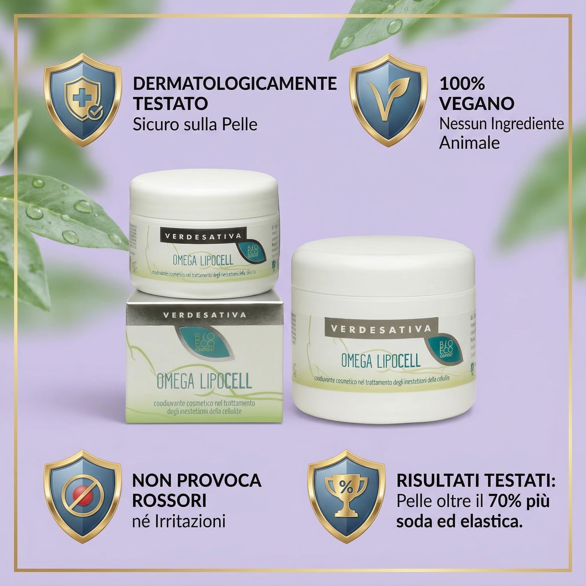 Crema Cellulite Forte Bio e Vegan 500ml – Trattamento Drenante e Snellente Gambe e Glutei con Caffeina e Peperoncino – Verdesativa Omega Lipocell, Rassodante e Tonificante Naturale Made in Italy