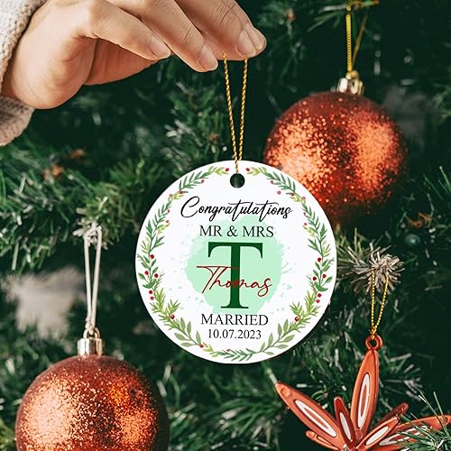 Vista 69 de Adornos de Navidad, adorno de árbol de Navidad de camión rojo, adorno de Navidad personalizado de camión rojo, adorno de Navidad de Feliz Navidad