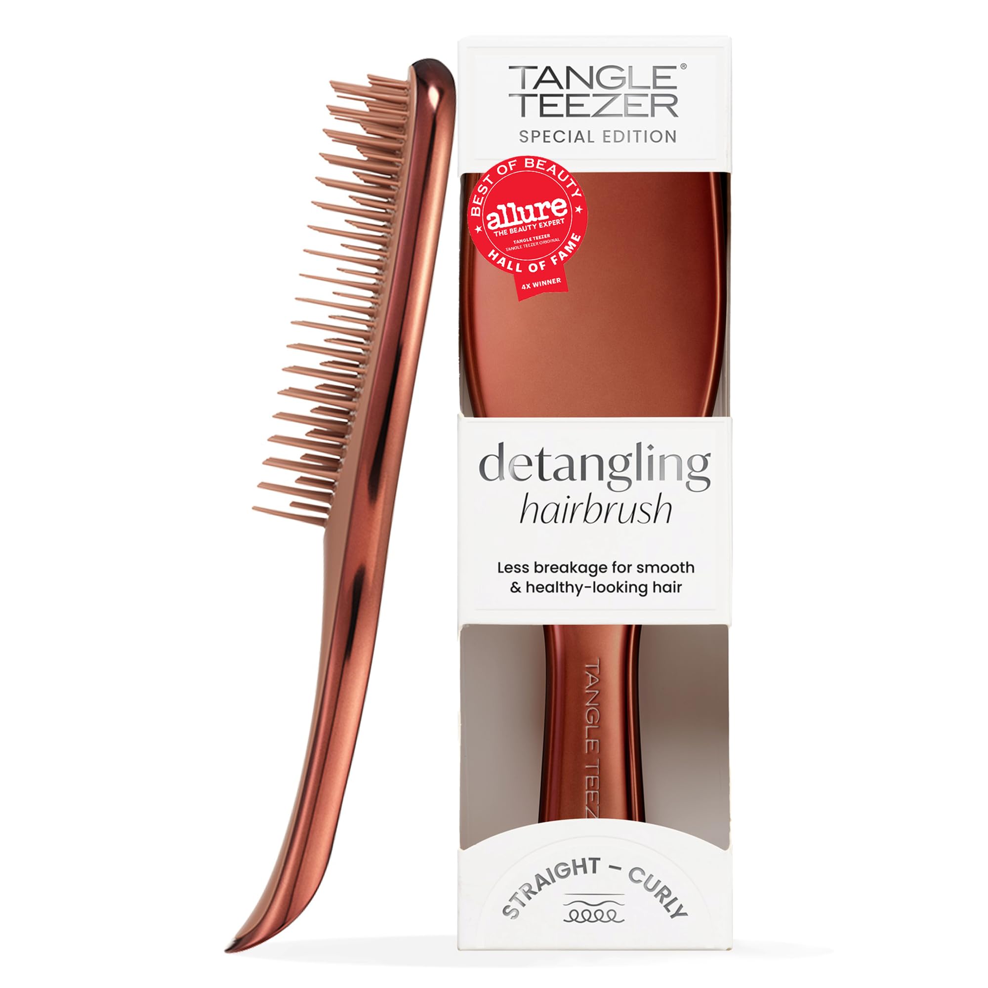 Tangle Teezer Ultimate Detangler Hairbrush - Cepillo Desenredante para Pelo Seco y Mojado - Apto para Todo Tipo de Cabello - Púas de Doble Altura, Menos Rotura y Sin Nudos - Cromado Bronce Chocolate
