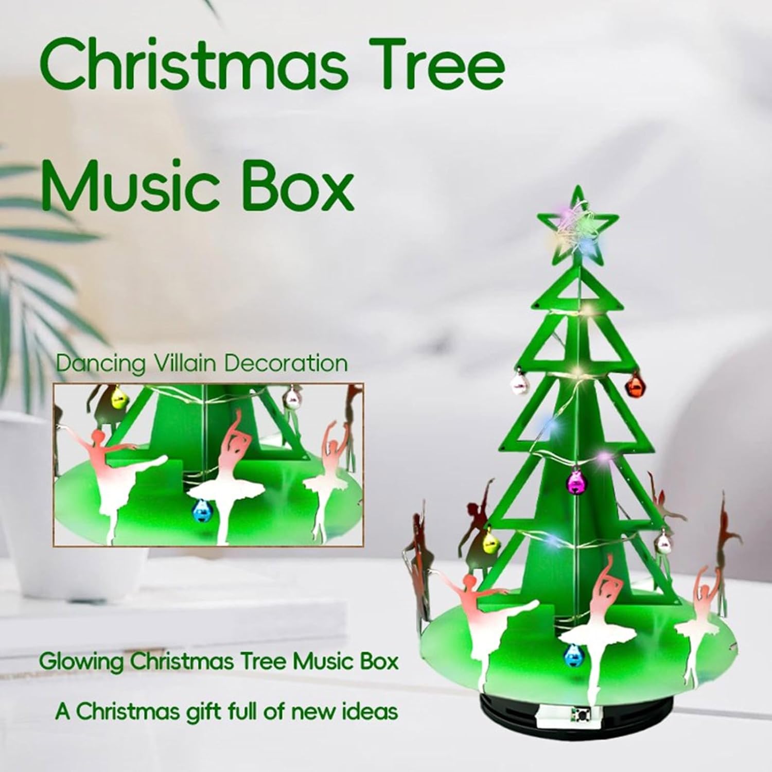 フェスティバルホームデコレーションオルゴールクリスマスツリー形状演奏季節のホリデーテーブルディスプレイホームデコレーション