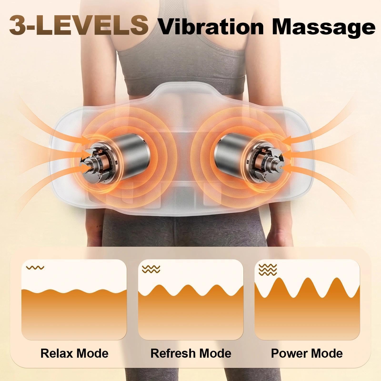 3 in 1 Rückenmassagegerät, Kabelloses Tiefenmassagegerät mit Fernbedienung, Elektrisches Lendenkissen mit Fernbedienung mit Wärme, Luftkissen-Traktion und Vibrationsmassage