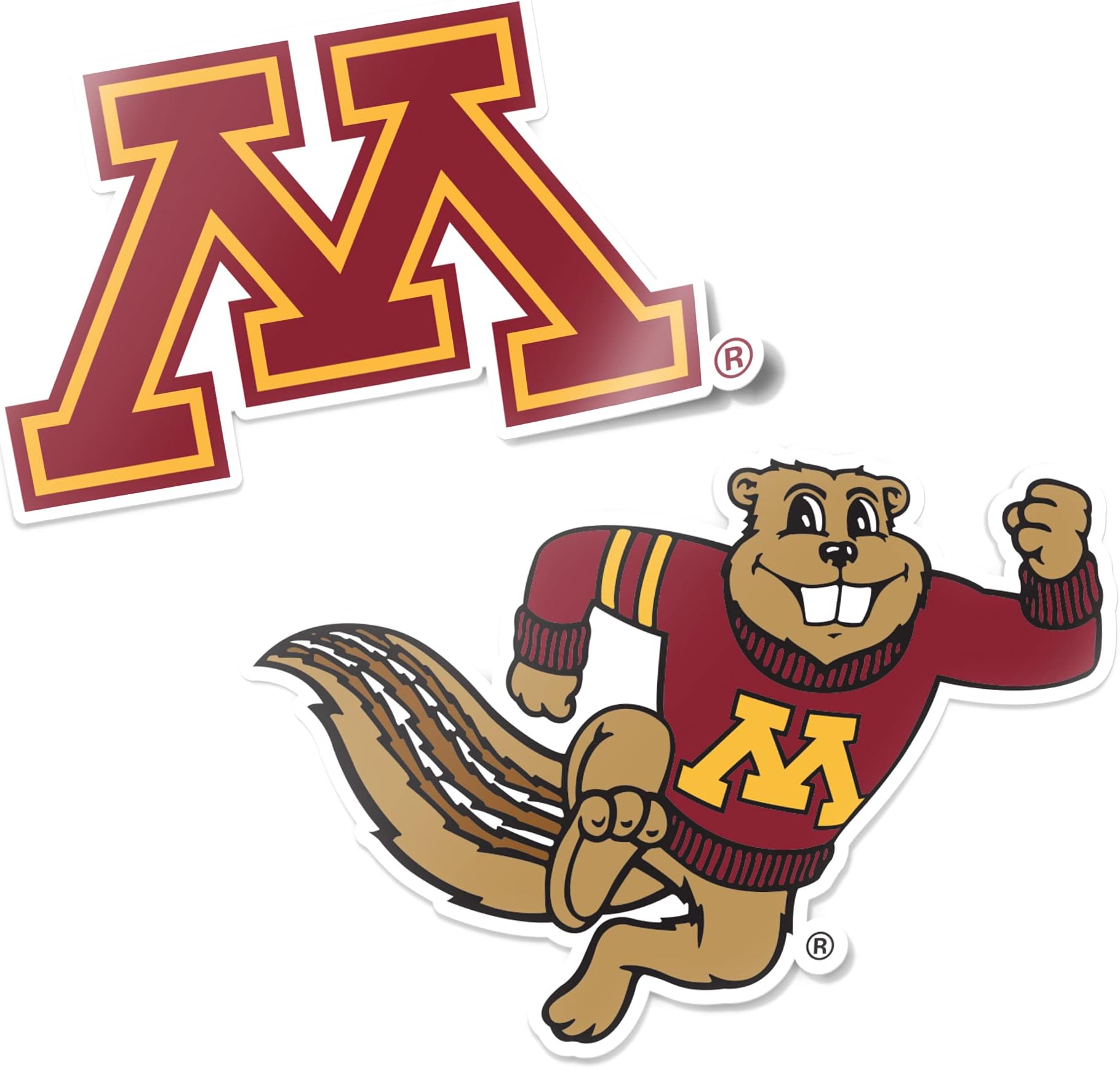 Desert Cactus Minnesota Golden Gophers Sticker Car Decal (4 Inch Set V1)