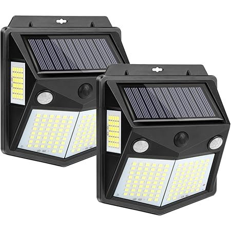 Juslit Solar Lights Outdoor 74 Cob Leds Motion Sensor Light 2 Modes Wireless Security Wall Lighting W 270 Wide Angle Ip65 Waterproof For Front Door Yard Garage Garden Deck Porch 2pk
