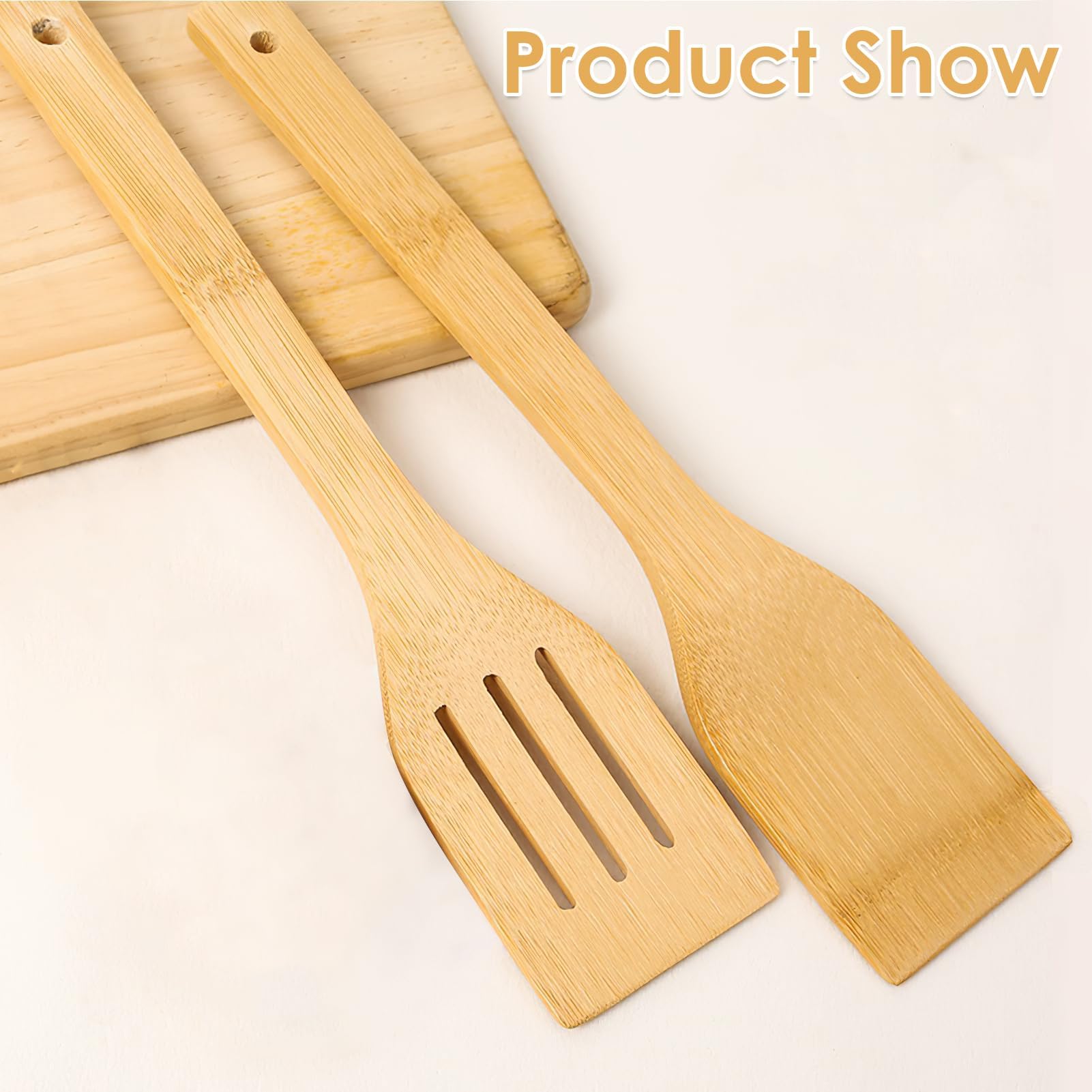 Set Di 2 Spatole In Legno Di Acacia 34 Cm | Antibatteriche E Anti Graffio Per Padelle | Manico Lungo Ergonomico