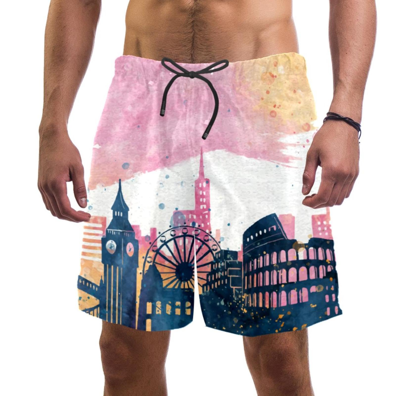Swim shorts homme aquarelle Londres maillot de bain confortable de plage - 6