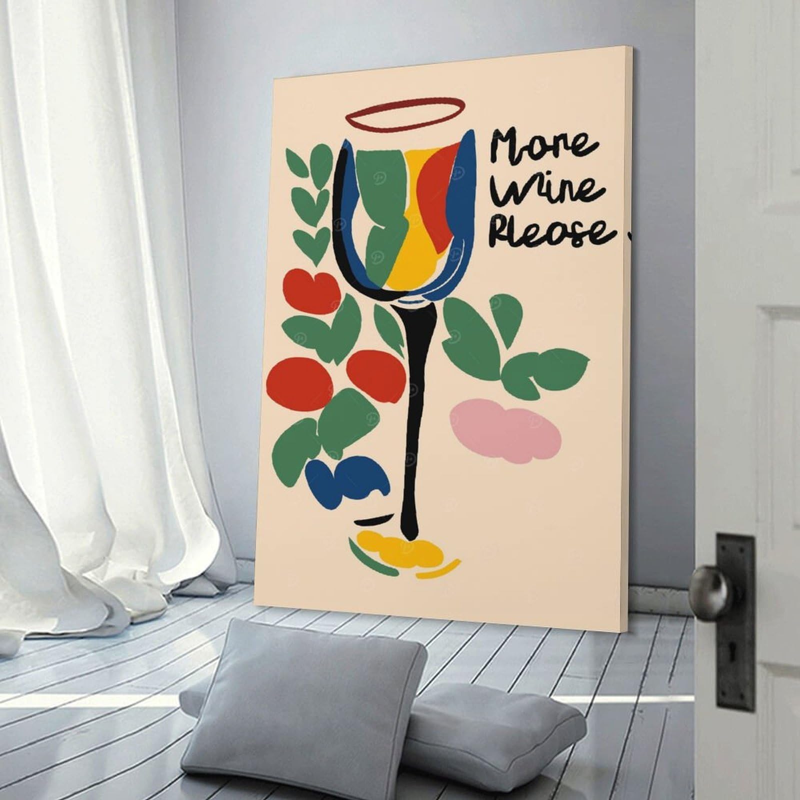 Junmoney Wall Picture Print More Wine Please Art Print, 24x36inch(60x90cm), for Living Room, Lounge Or Sitting Room, Modern Wall Decor for Cosy Interiors