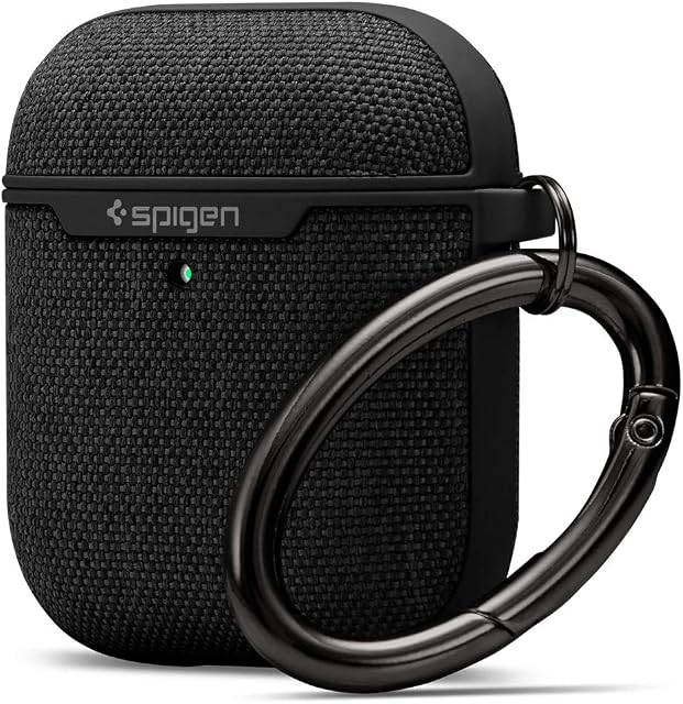 Spigen Urban Fit Designed for Airpods 1 & 2 Case with Keychain, Fabric Airpods Case - Black