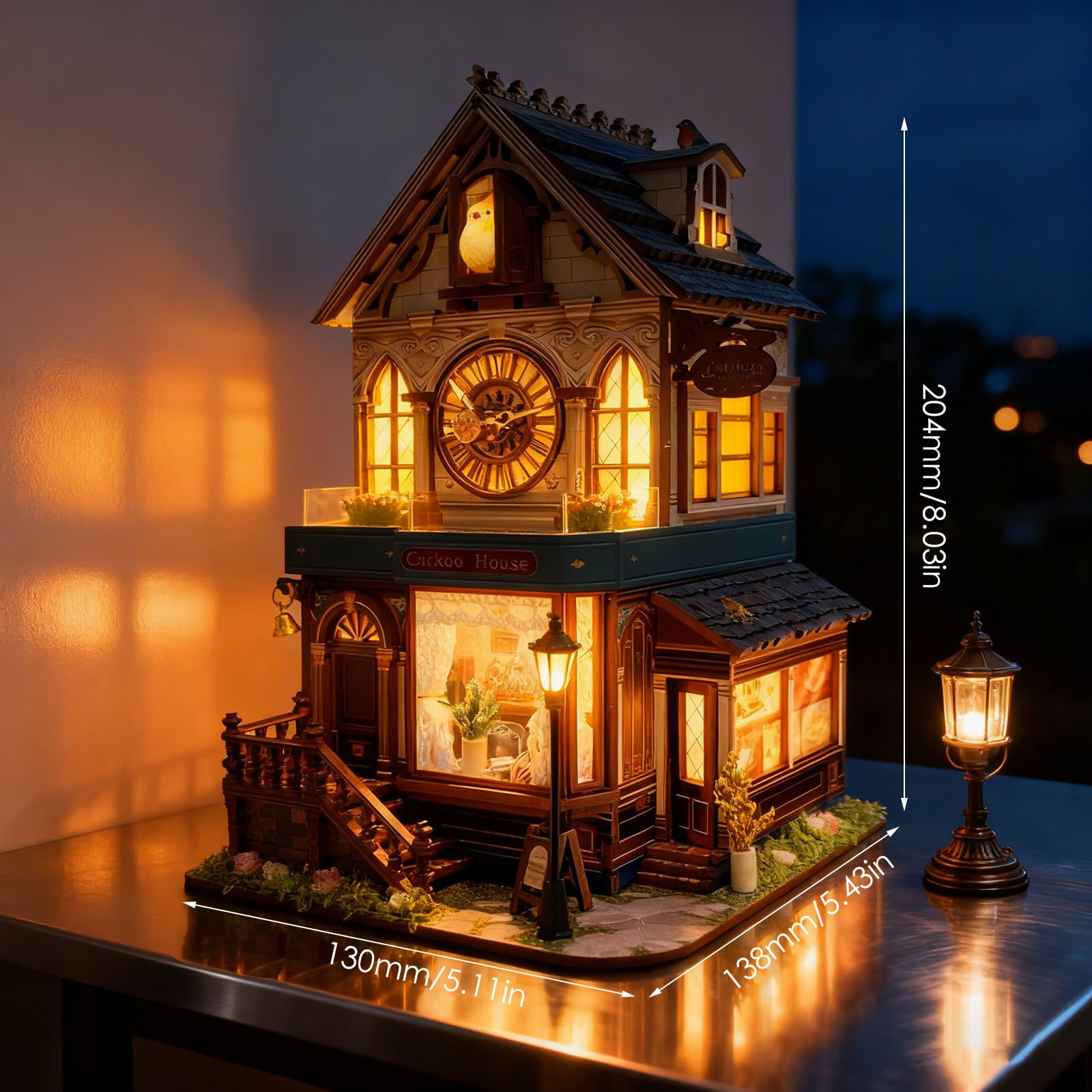 DIY Book Nook Kit met LED-licht, vintage klok thema houten