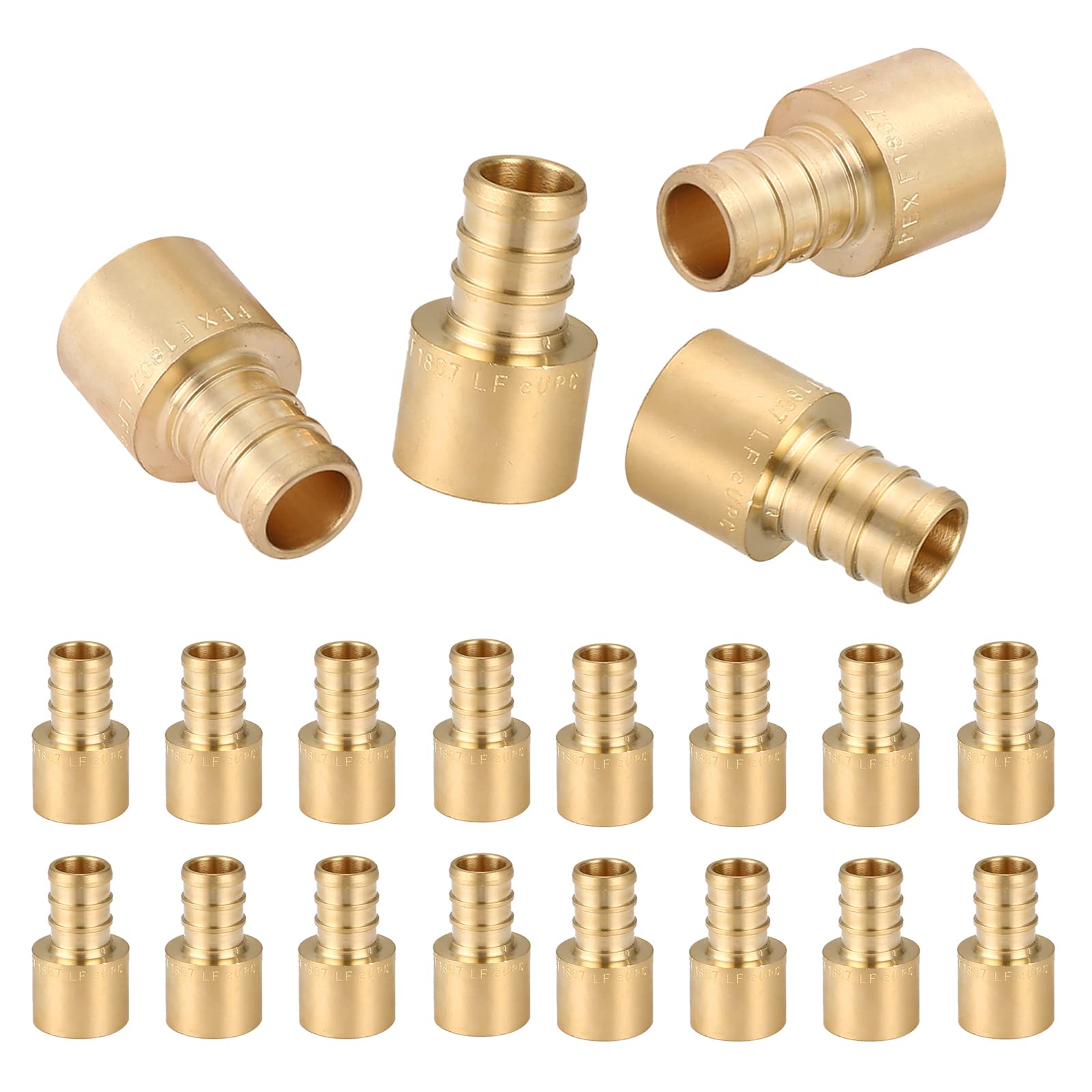 (20 sztuk) 1/2 x 1/2 cala PEX żeński adapter potowy, mosiężne miedziane adaptery Pex, odporne na pękanie naprężeniowe PEX Barb Pipe Armatura hydrauliczna