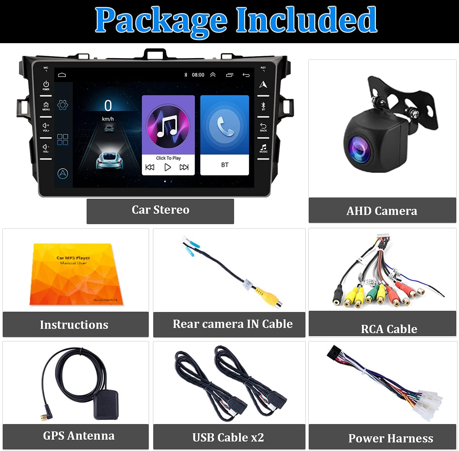 70% Off Discount Android Car Stereo for Toyota Corolla 2006-2012, 8 inch Touch Screen Car Radio with Bluetooth FM WiFi, in Dash GPS Navigation Head Unit, Support Mirror Link/Steering Wheel Control/Dual USB+AHD Camera