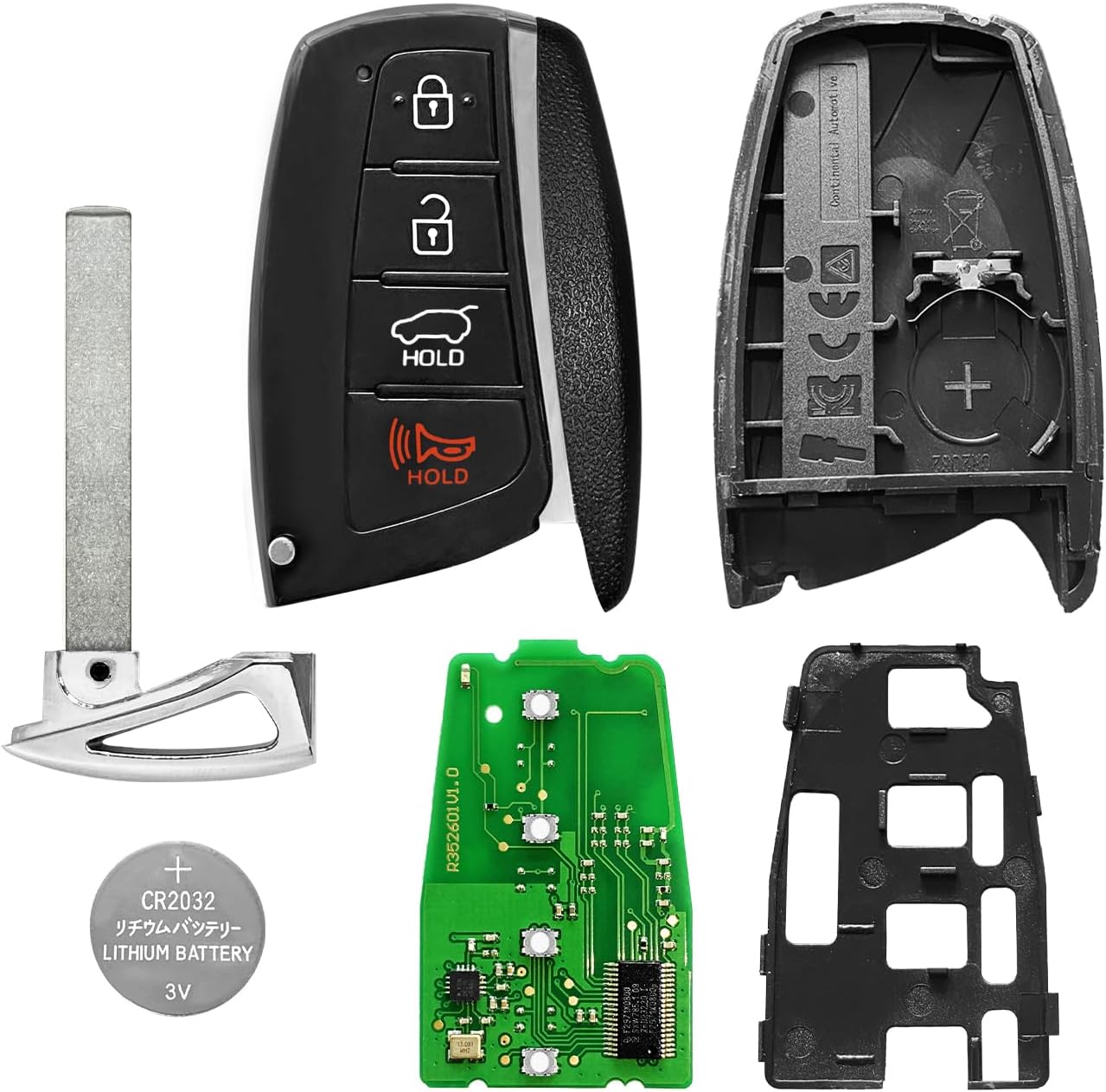 Replacement for Hyundai Santa Fe Key Fob Remote Control 2015 2016 2017 2018 4 Buttons 434MHz SY5MDFNA433,Black