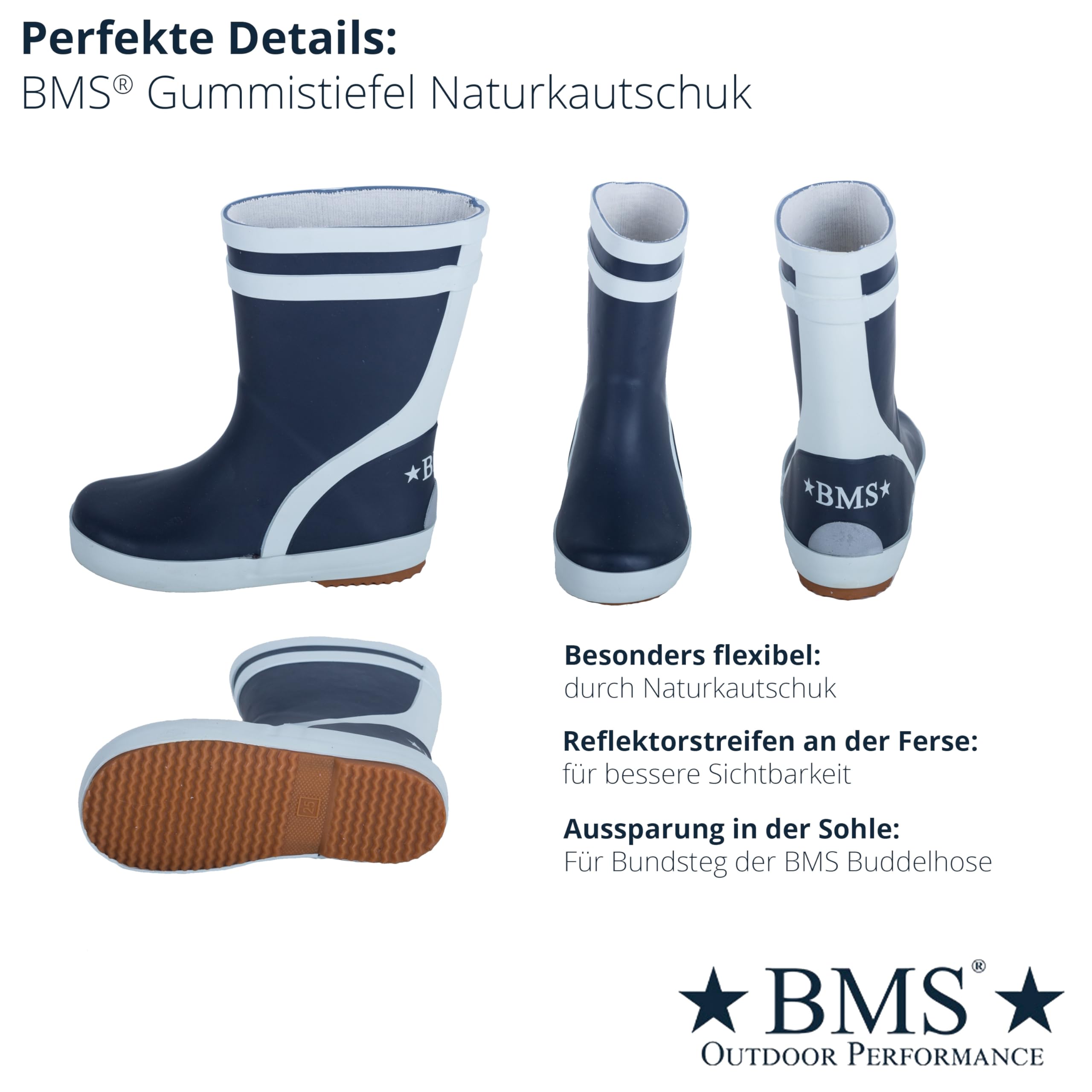 BMS Kinder Gummistiefel Naturkautschuk