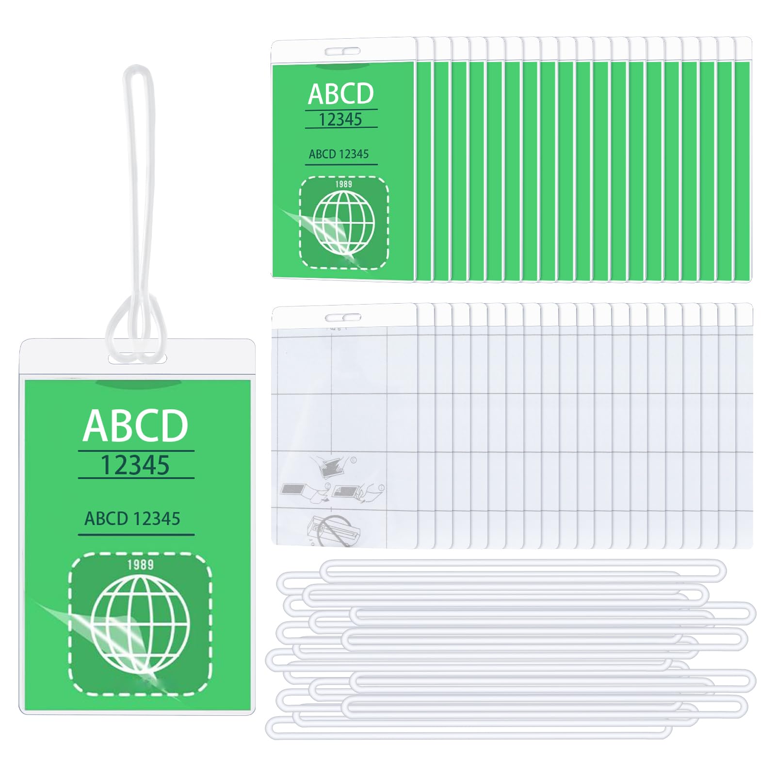View 1 of 10 Mil Self Laminating Luggage Tags with Loops 2 1/2" x 4 1/4" Self Sealing Laminating Pouches Bag Tags Clear Laminating Tags with Hole for Traveling Business and Student ID Cards (50)