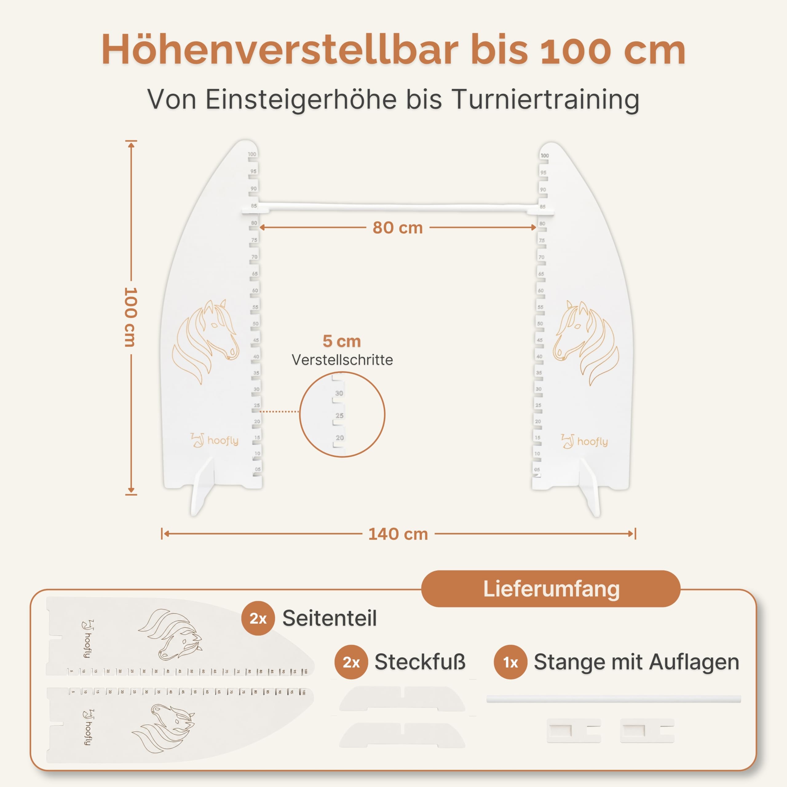 Hobby Horse Hindernis Set Höhenverstellbar bis 100 cm – 2X Turnier Hürde für Kinder & Jugendliche, Profi Hobby Horse Zubehör, Steckenpferd Parcours & Geschenk Kinder