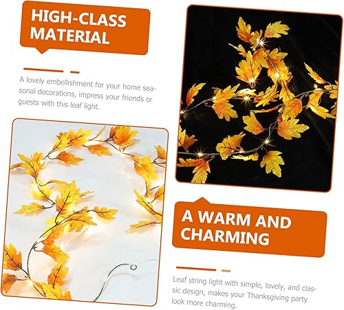 Miniatura 7 de Guirnalda de adornos luminosos de ratán de arce con hojas de otoño, decoración para salas de casa, guirnalda de luces de hojas de arce, guirnalda de