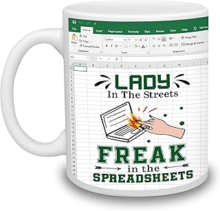 BECHUSKY Lady In The Streets Freak In The Spreadsheets Mug, CPA Cup, Funny Accountant Gift for Coworkers, Personalized Coffee Mug, Customized Birthday, Christmas