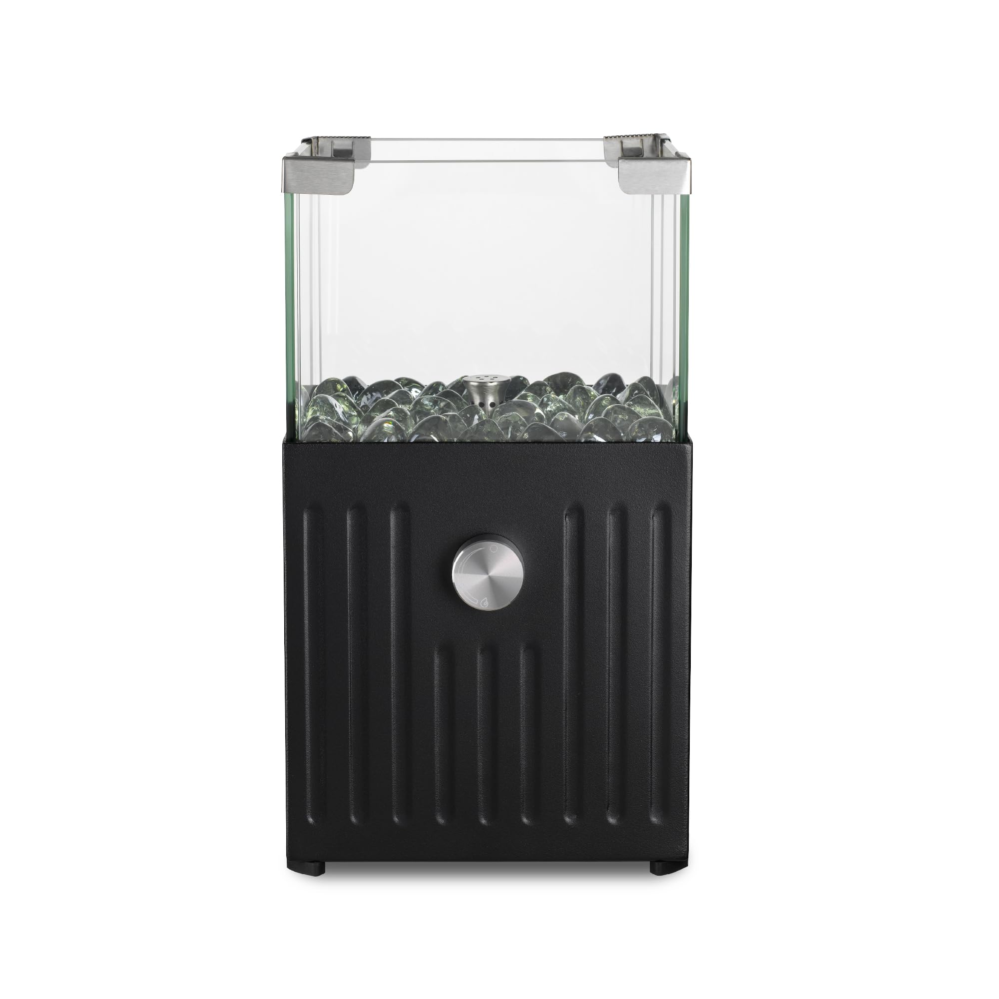 tepro Caminetto a gas da tavolo Velioro – antracite, quadrato, punzonato, con pietre decorative in vetro