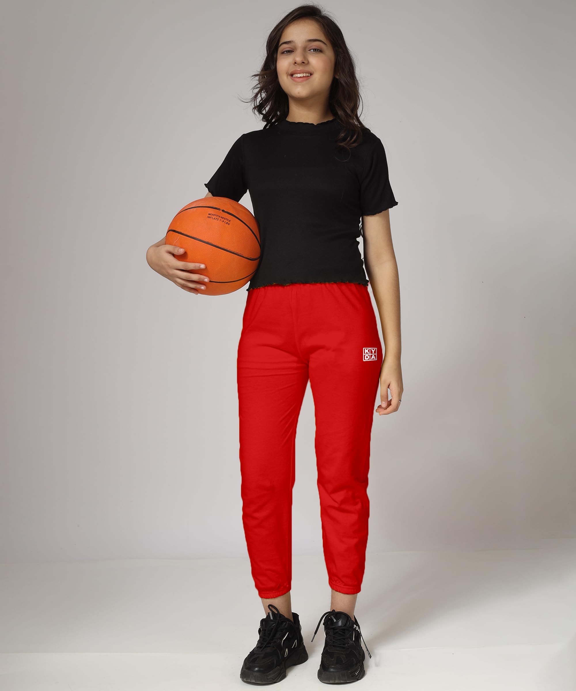 KYDA KIDS Mädchen Sporthose mit mittlerer Leibhöhe, 100% Baumwolle, normale Passform, 2 Stück