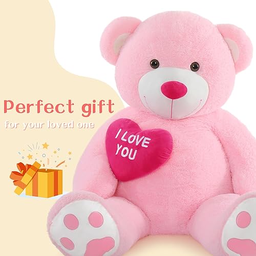 Miniatura 9 de Tezituor Oso de peluche gigante de 5 pies, suave y abrazable para el día de San Valentín, para novia y novio, regalo clásico de oso de peluche azul