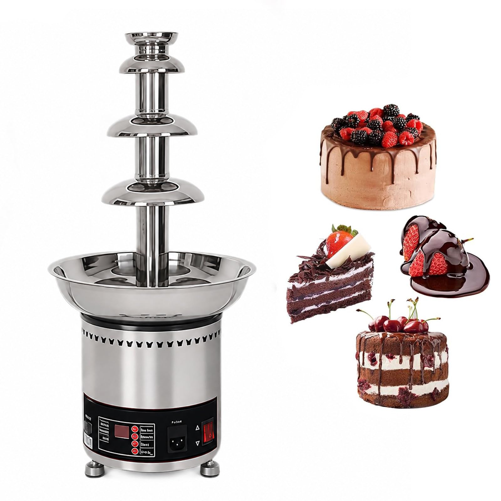 Glowdora Multi Layer Chocolat Waterfall Machine, Commercial Fondue Melting Equipment 4Tiers