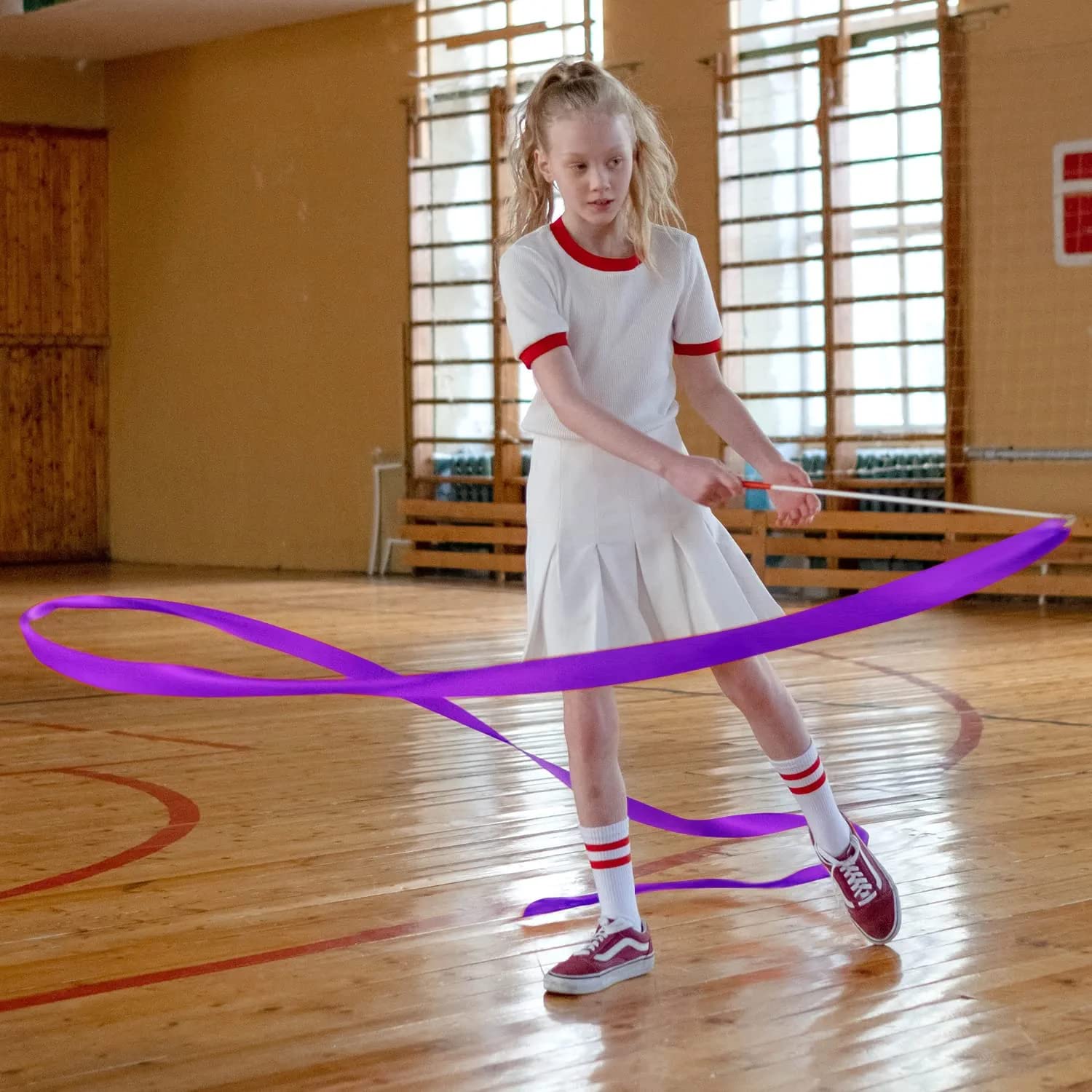 Tiptop Decoration Gymnastic Rhythmic Dancing Ribbon Streamer Stick (1 Piece) (Roaring Purple) 4