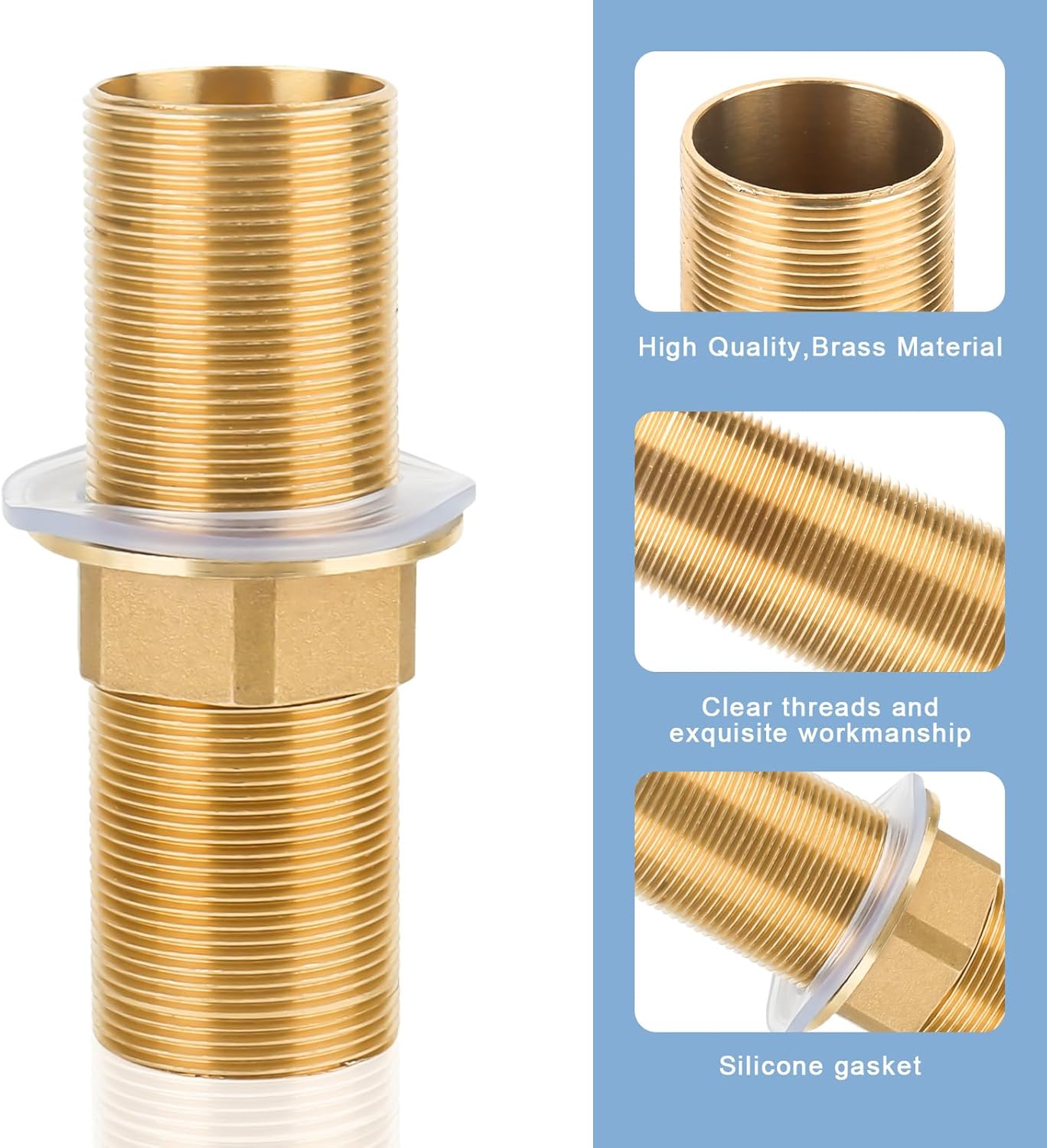 Extended Tap Fitting Kit Extension Kitchen Tap – 3 x 10 cm Tap Repair Kit Threaded Pipe Stainless Steel Tap Replacement for Bathroom Faucet Repair