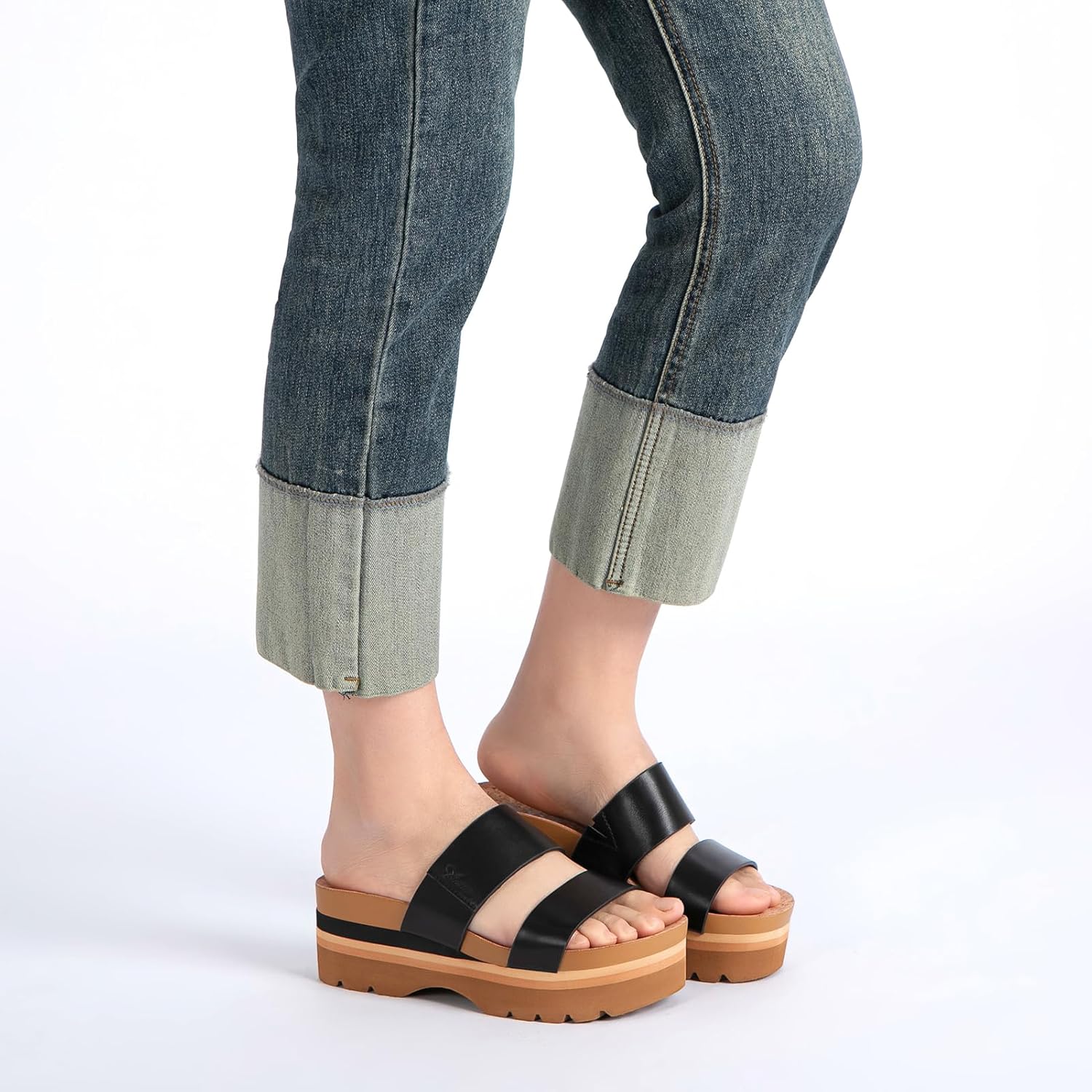 Athlefit Platform Sandals Women Summer Flatform Slides for Women Comfortable Arch Support Beach Sandals - Image 2