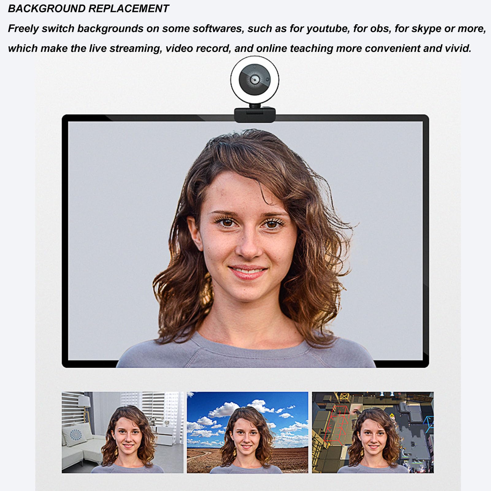 Kamera USB 4MP z Autofokusem i Pilotem, światłem Wypełniającym, rozdzielczością Wideo 2K do Komputerów PC, Laptopów i Telewizorów z Systemem