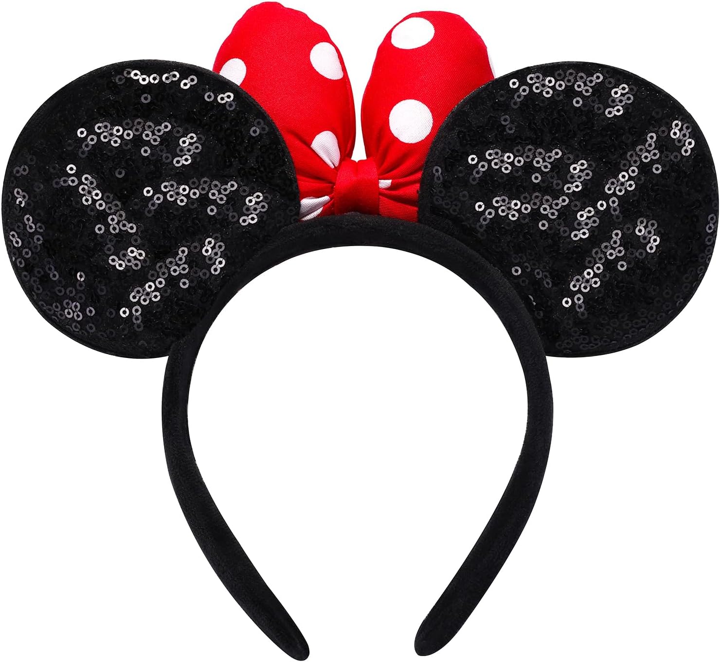 ODOCARE Handmade Mouse Ears Headband for Women and Ladies, Polka Dot Bow Minnie Ears Costume Accessories