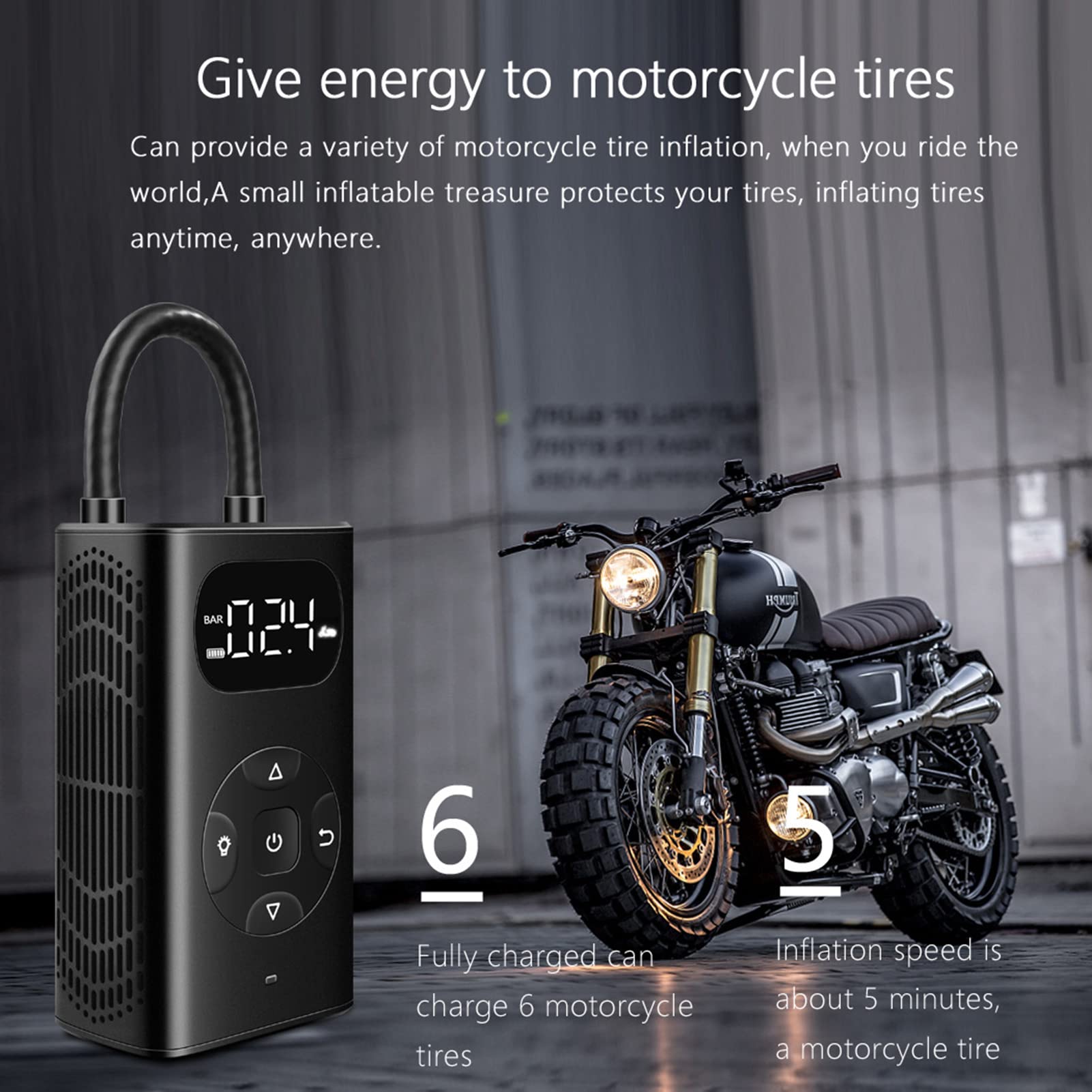Mini compresseur d'air portatif sans Fil de gonfleur de Pneu, Affichage numérique, Rechargeable par USB, Pompe à air électrique pour pneus de Voiture, balles