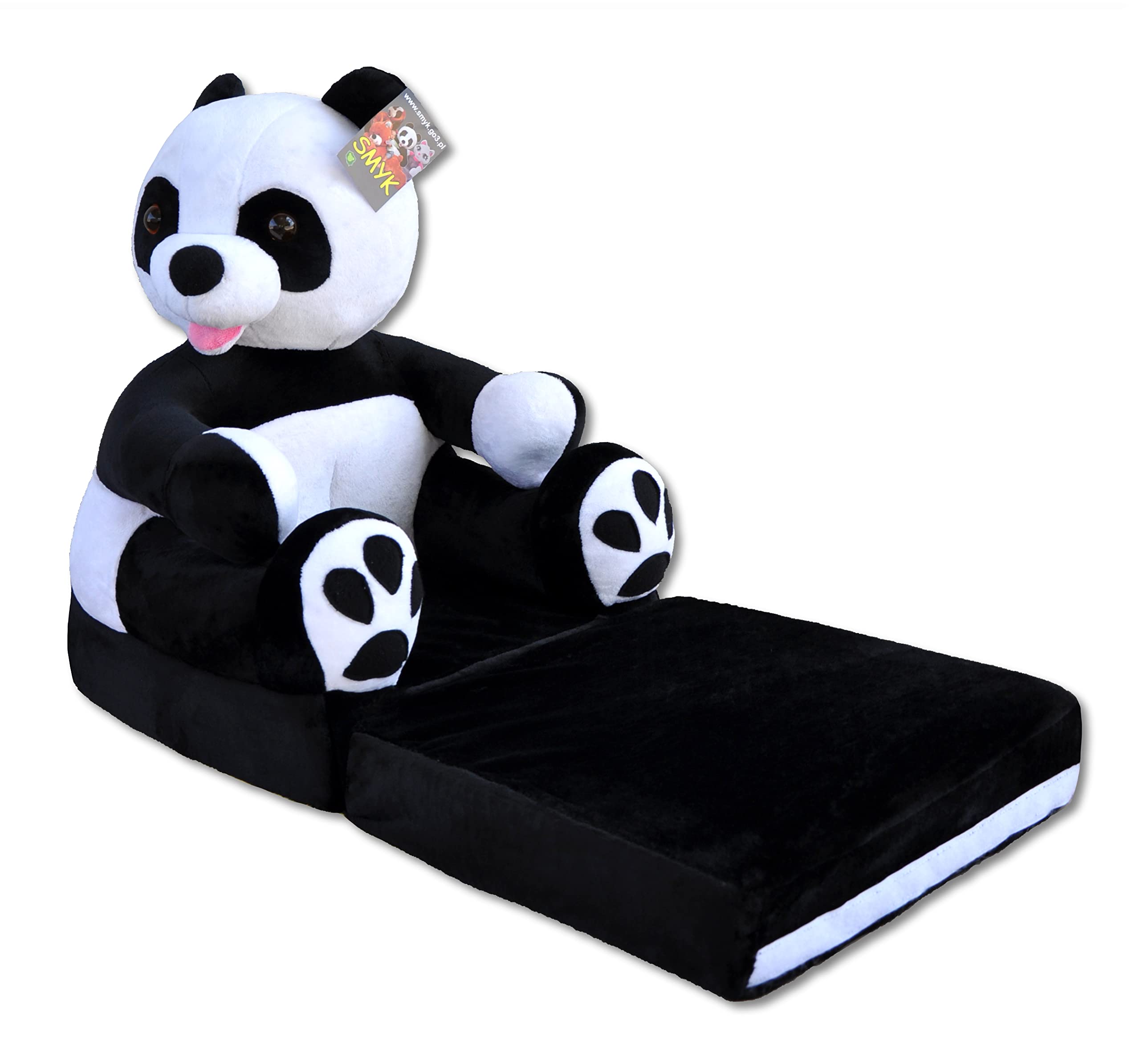 Poltrona Panda per Bambini 2 in 1 – Divanetto Pieghevole in Morbido Peluche, Poltroncina Apribile e Trasformabile per Cameretta